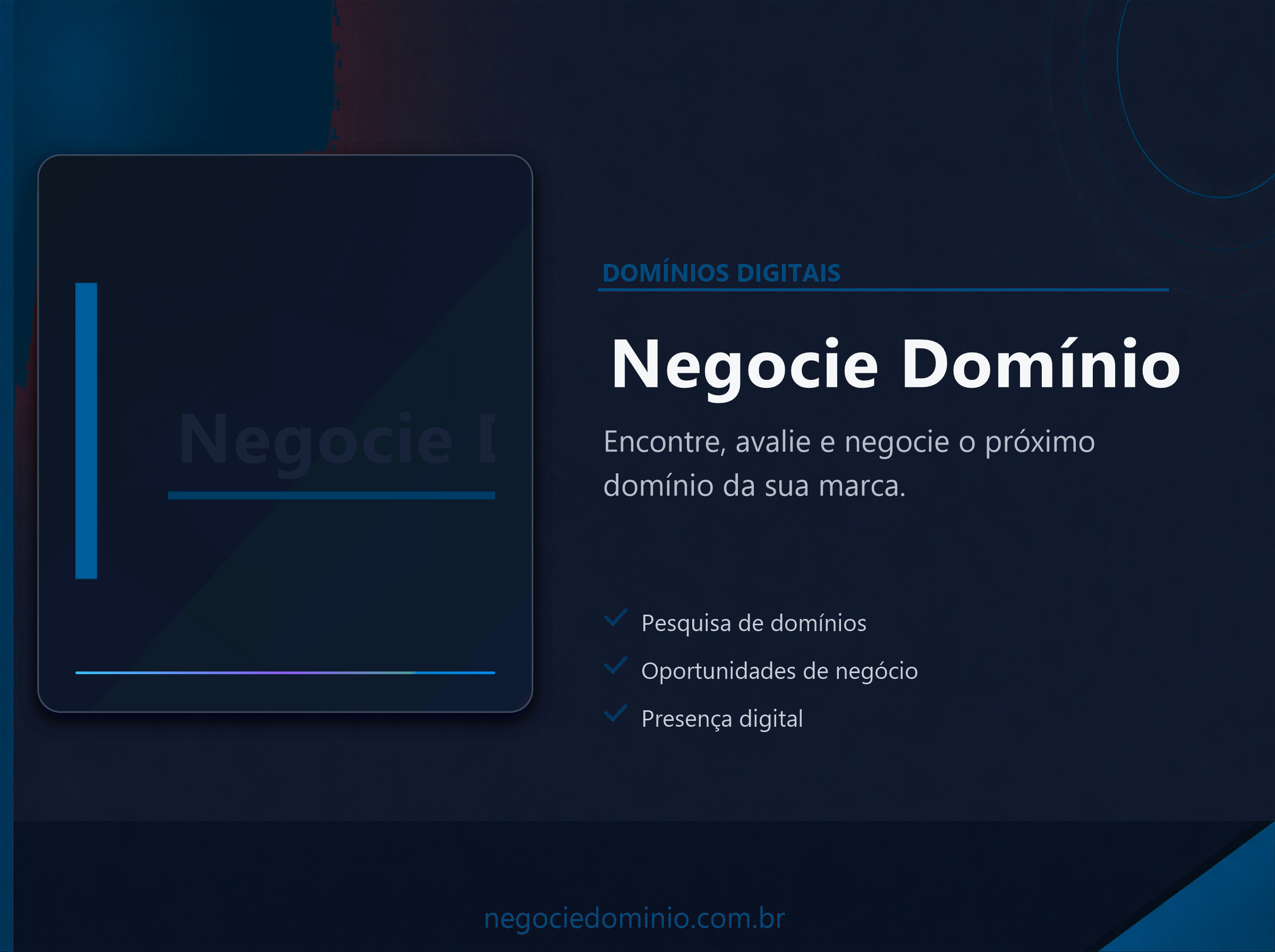 Capa do projeto Negocie Domínio